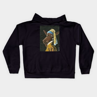 Moose in the Pearl Earring Kids Hoodie